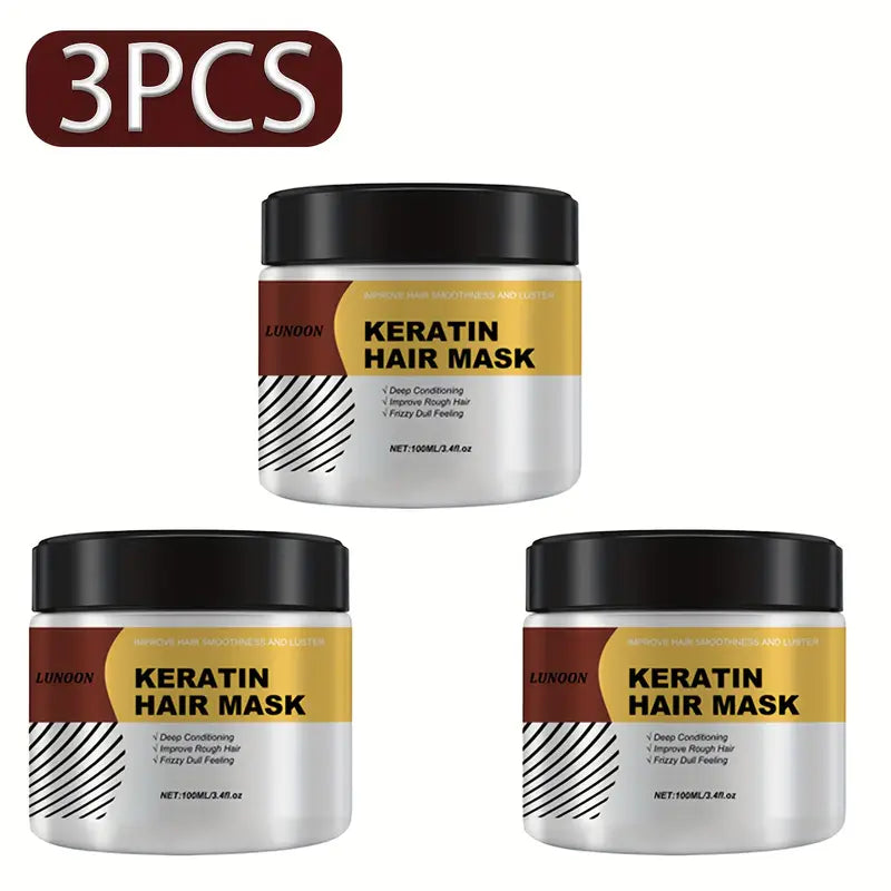 3pcs Keratin Hair Mask Treatment, Unisex-Adult Deep Conditioning Care