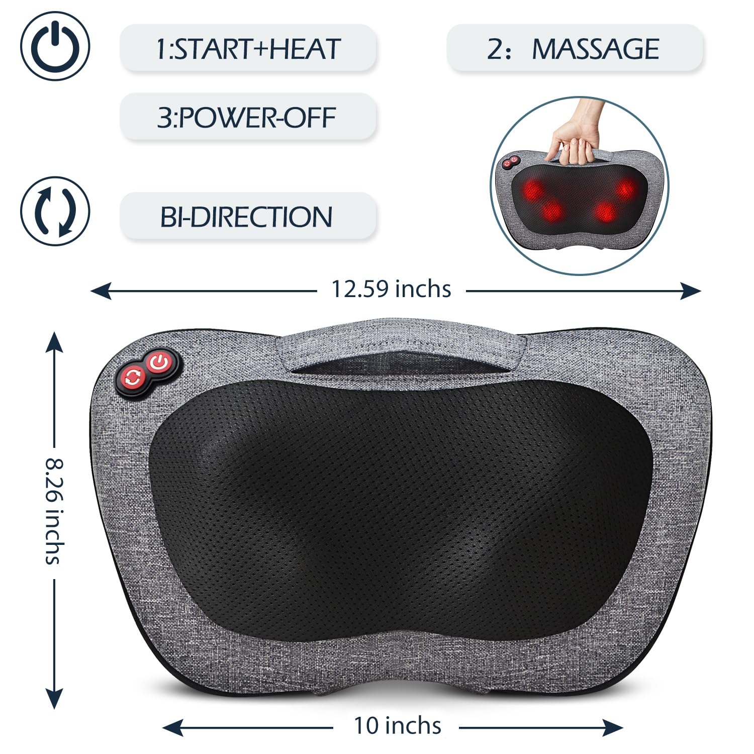 Victor Jürgen Back and Neck Massager with Heat, for Home and Car Use